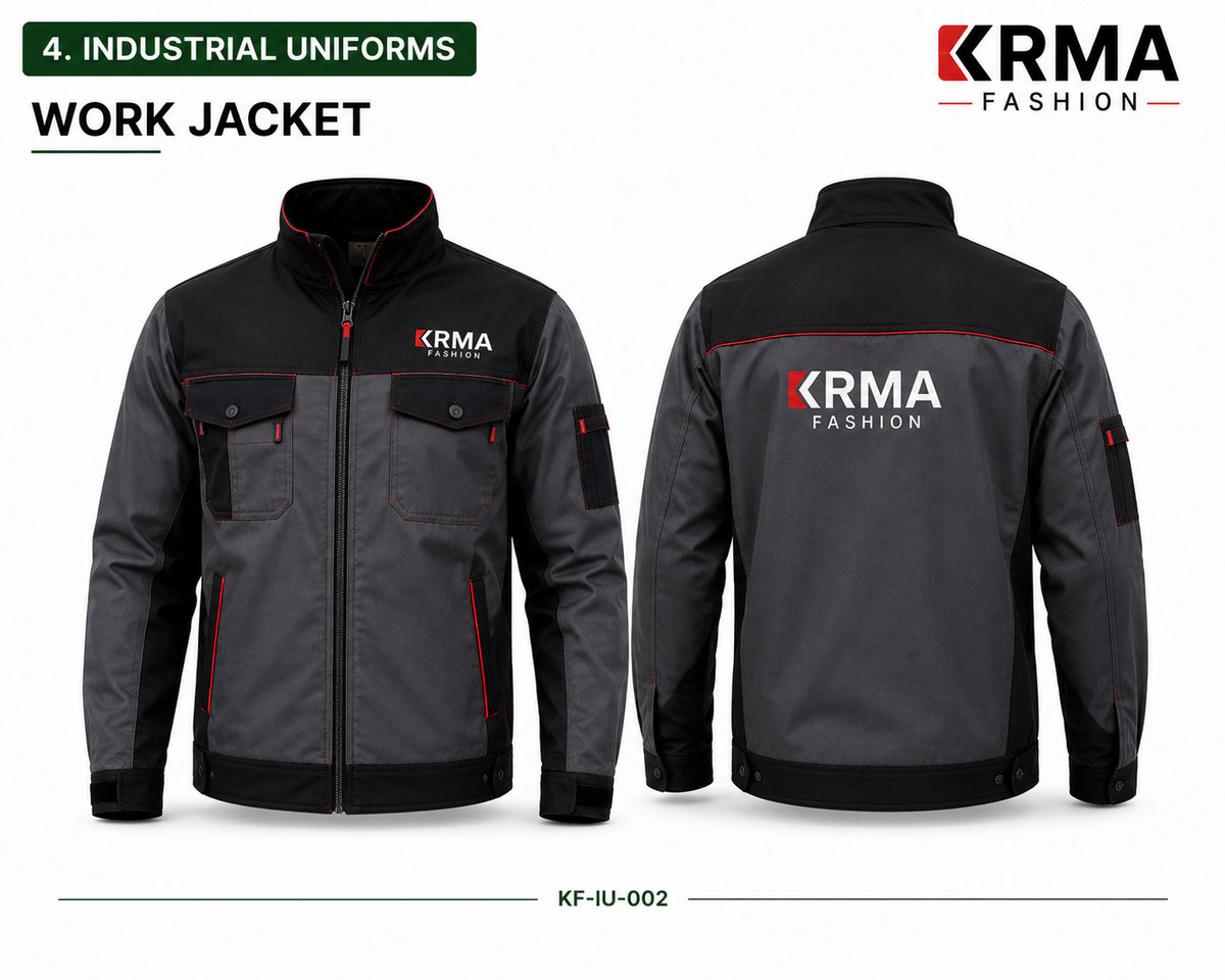 KRMA Fashion Industrial Work Jacket | Heavy Duty Safety Jacket | Custom OEM Workwear Uniform