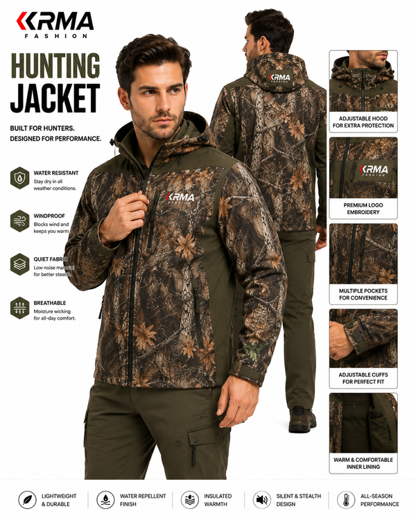 KRMA Fashion Premium Hunting Jacket | Waterproof Camouflage Outdoor Jacket