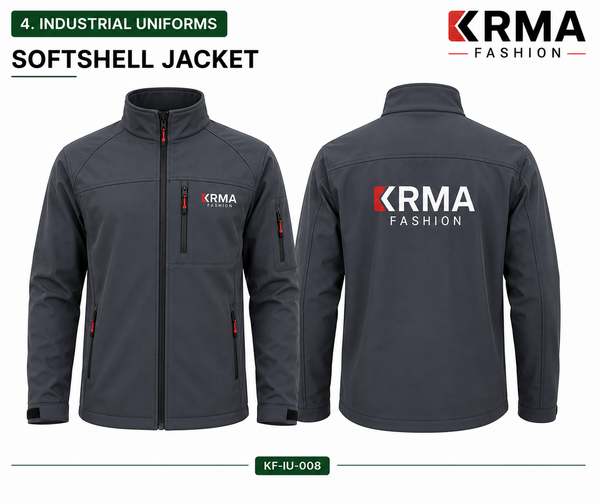 KRMA Fashion Industrial Softshell Jacket | Water-Resistant Workwear Jacket | Custom OEM Uniform