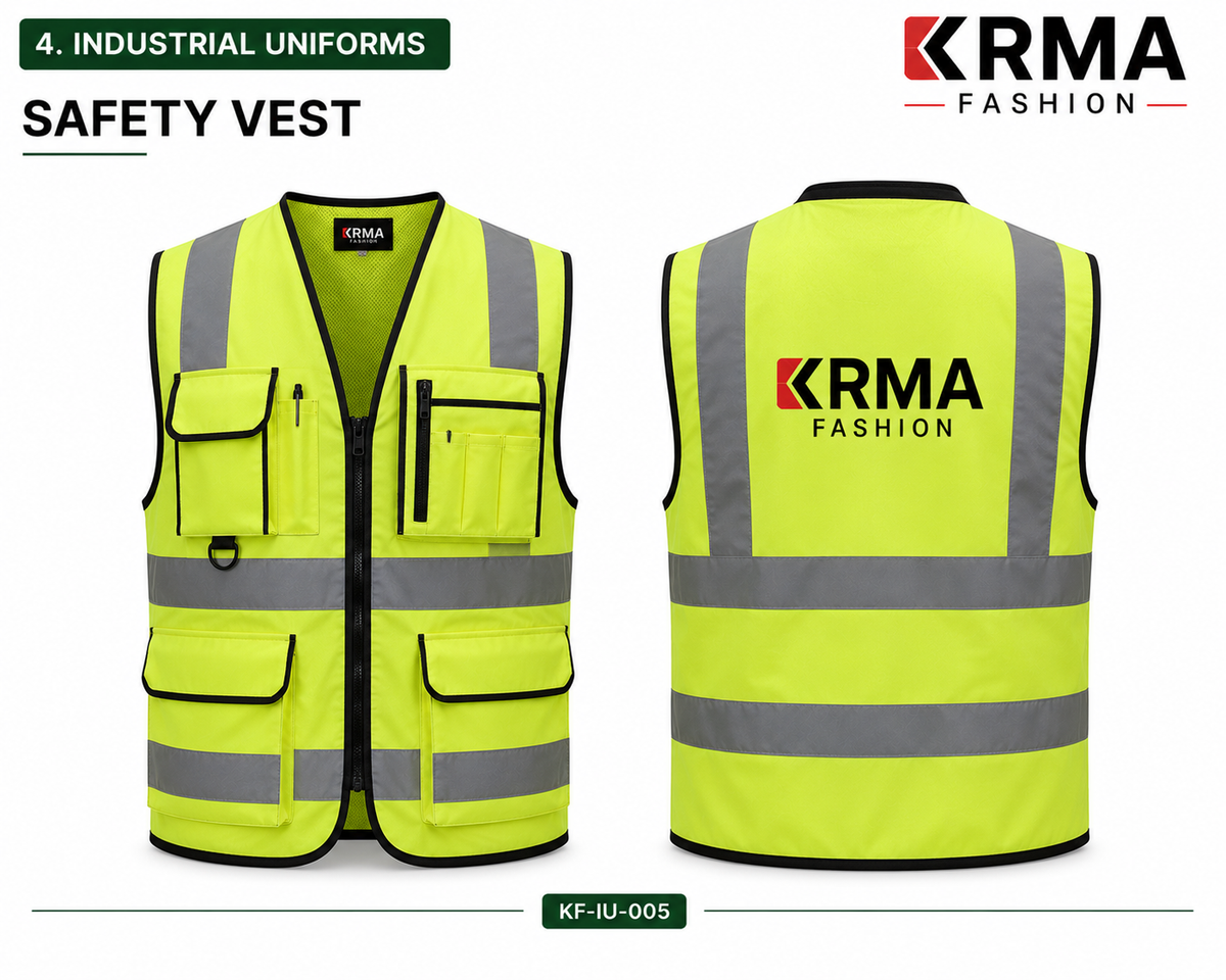 KRMA Fashion High Visibility Safety Vest | Reflective Industrial Safety Vest | Custom OEM Safety Workwear