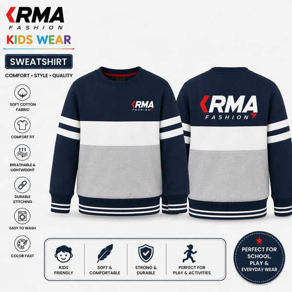 KRMA Fashion Kids Sweatshirt | Premium Cotton Crew Neck Sweatshirt for Boys & Girls