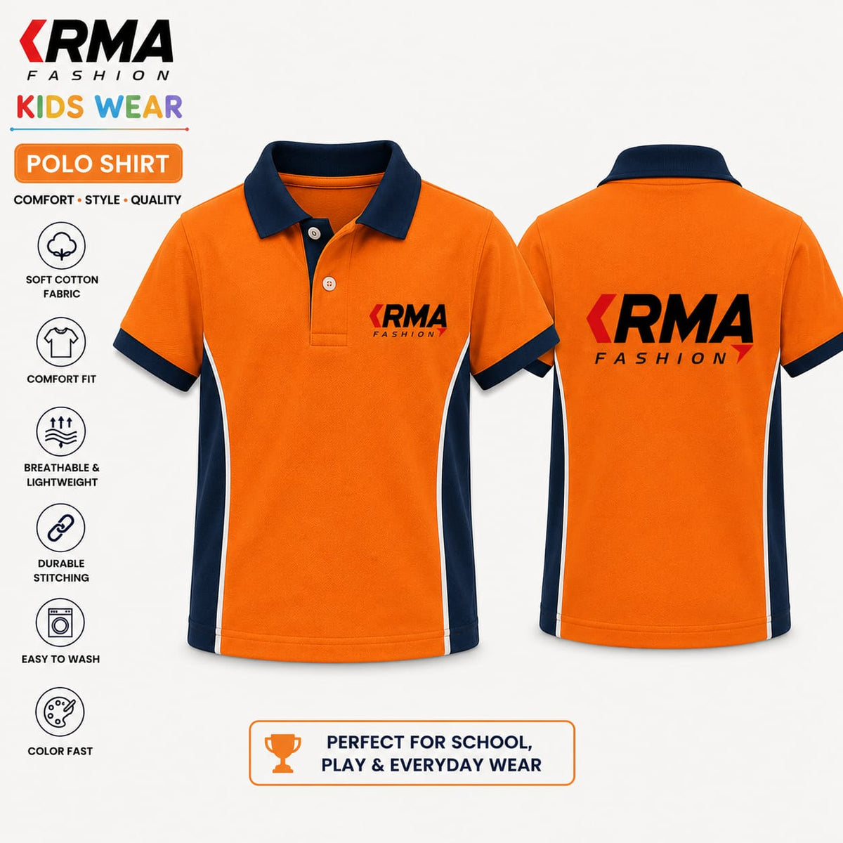 Product Title: Custom Kids Polo Shirt Manufacturer | OEM &amp; Private Label | KRMA Fashion