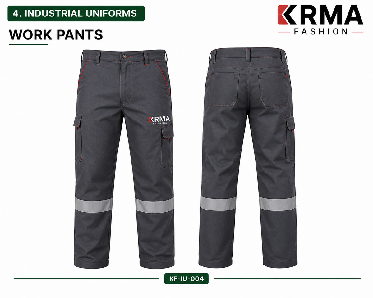 KRMA Fashion Industrial Work Pants | Heavy Duty Cargo Safety Trousers | Reflective Workwear | Custom Industrial Uniform