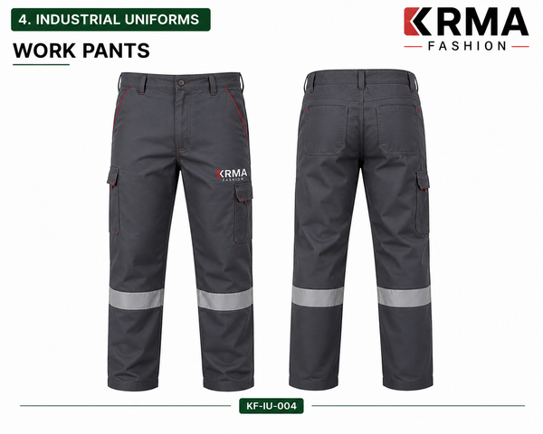 KRMA Fashion Industrial Work Pants | Heavy Duty Cargo Safety Trousers | Reflective Workwear | Custom Industrial Uniform